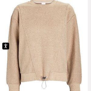 Barley Arleta Rib Knit Sweatshirt drawstring brown tan Small S